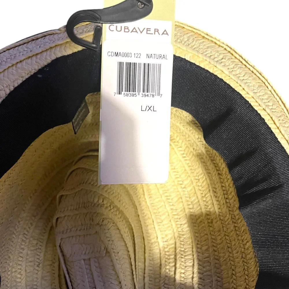 NWT Cubavera Straw Fedora Hat Kids L/XL‎